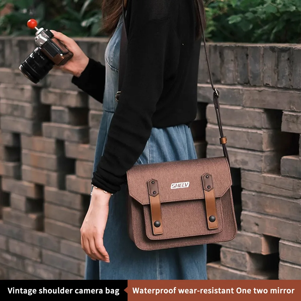 レトロポータブルシングルショルダーカメラバッグ、fujifilm-xs20xt50キヤノンdslrソニーに適しています