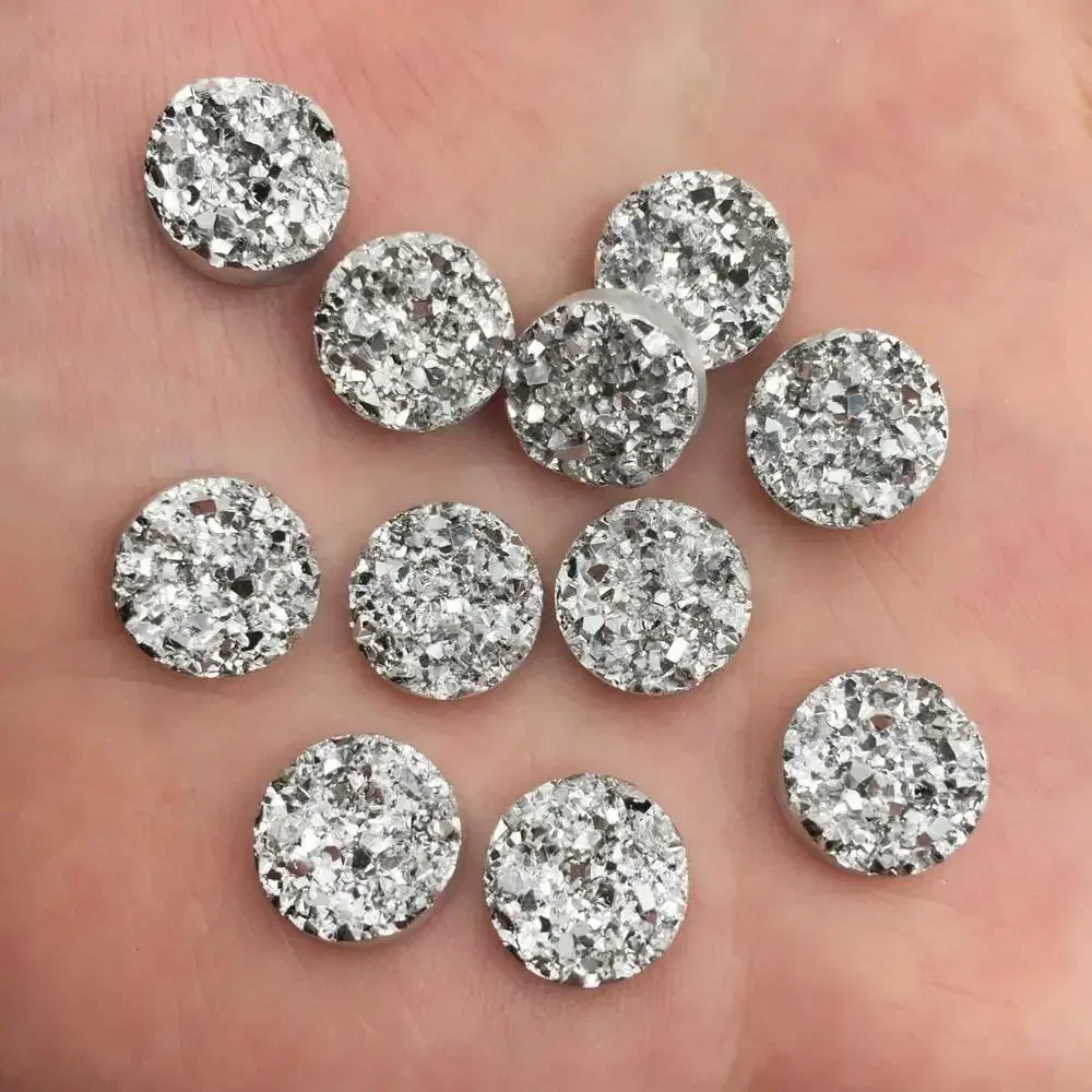 40pcs Shiny AB Resin 12mm Round Irregular Surface Ore Flat back Rhinestone DIY Wedding Scrapbook Jewelry Making Appliques Crafts