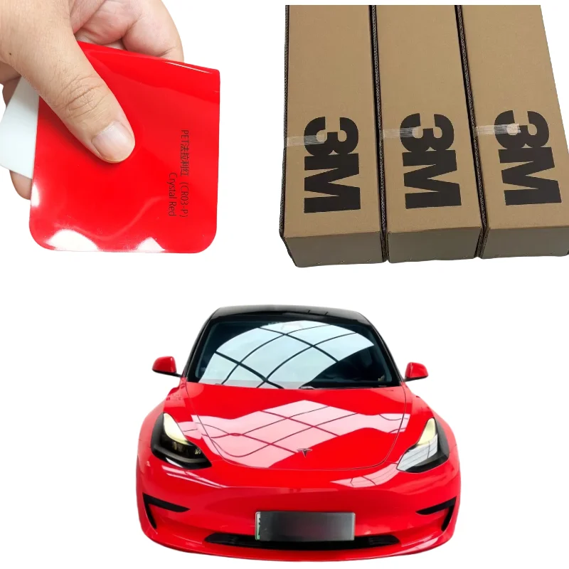 

3M глянцевая PPF кристально-красная автомобильная пленка для выпуска воздуха, ПЭТ, неслойная, термостойкая, стабильная, цветная, устойчивая к сколам, зеркало Finis
