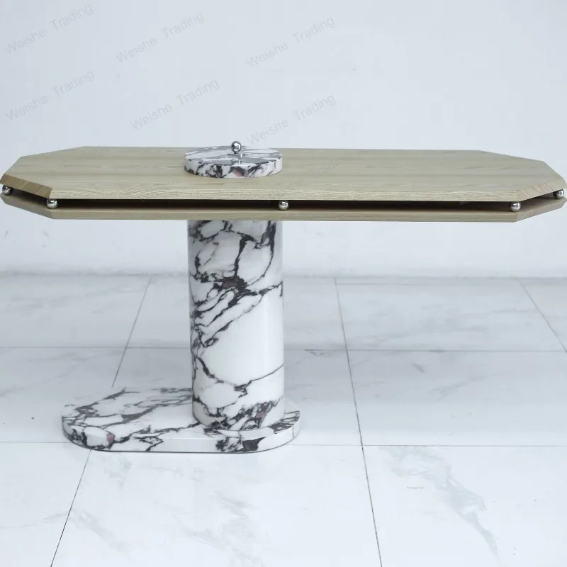 Suspended desk, high-end, marble retro French dining table, quiet wind, solid wood writing table