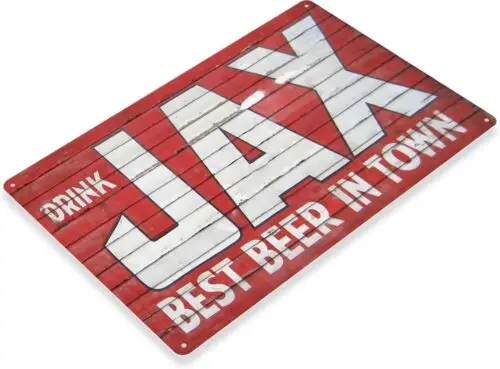 JAX BEER TIN SIGN BREWERY BOTTLE LABEL BREWING COMPANY PUB BAR GRILL BREWERIANA