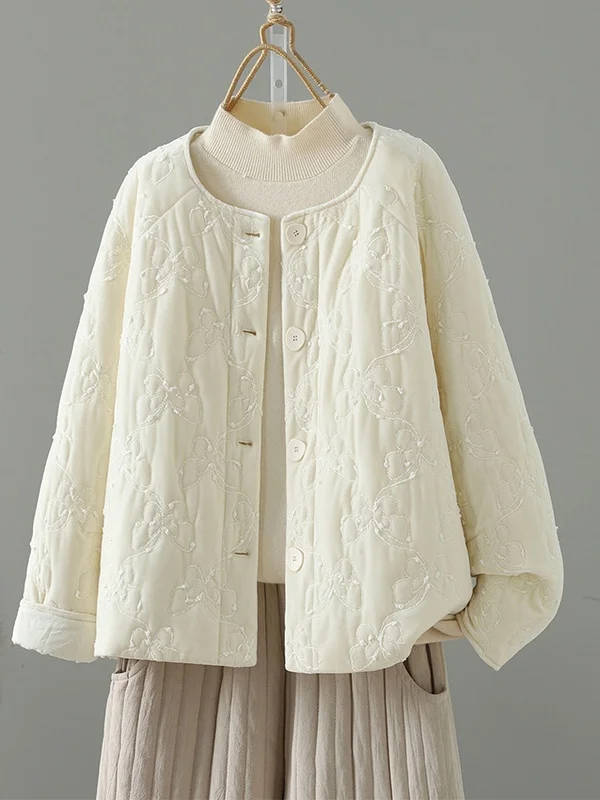 

Ele ort Velvet Embroidered Cotton Jaet Women's Faionable Casual Versatile Autumn Winter Cotton Padded Coat