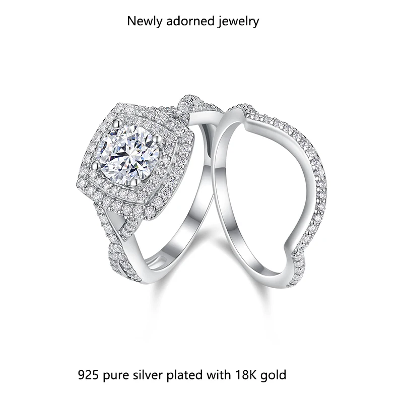 

Cross-border 1.0CT Moissanite S925 Sterling Silver Ring, Unique Design, Personalized Fashion, Stacking Women's Ring