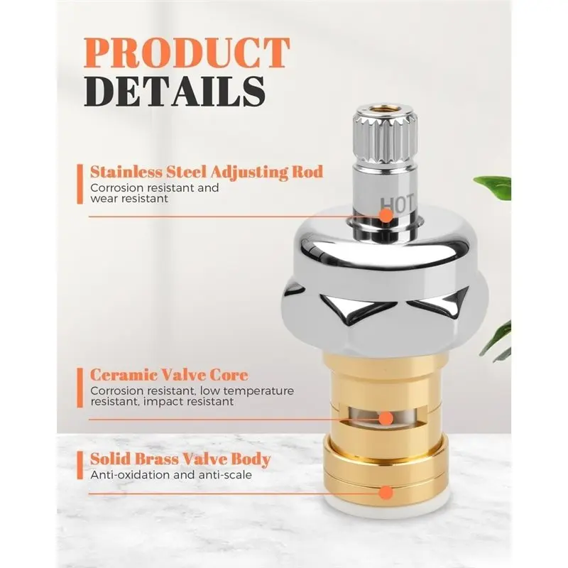 For Krowne Royal Series Faucet/Pre-Rinse Units 21-309L Hot Valve Repair Kit Featuring 1/4 Turn Cartridge No Handle