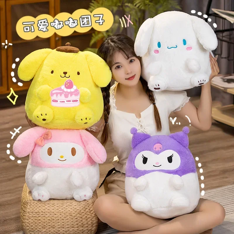 

37cm Sanrio Anime Transformed Into A Group Doll Kuromi Pompom Purin Melody Cinnamoroll Throw Pillow Plush Toy Doll Girl Gift