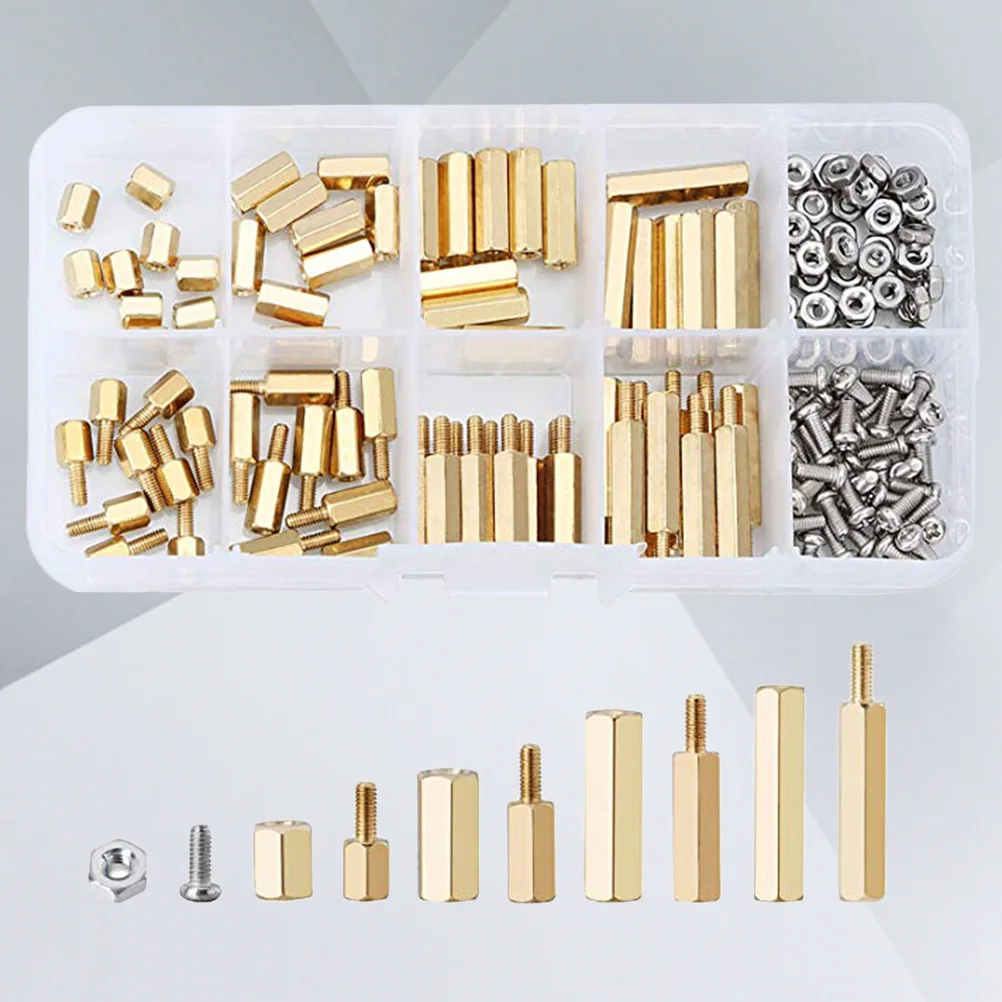 

180pc Brass Screws Nuts Set Copper Standoff Nut Combination Hex Allen Screw Hardware Kit For Diy niture Screws Nuts