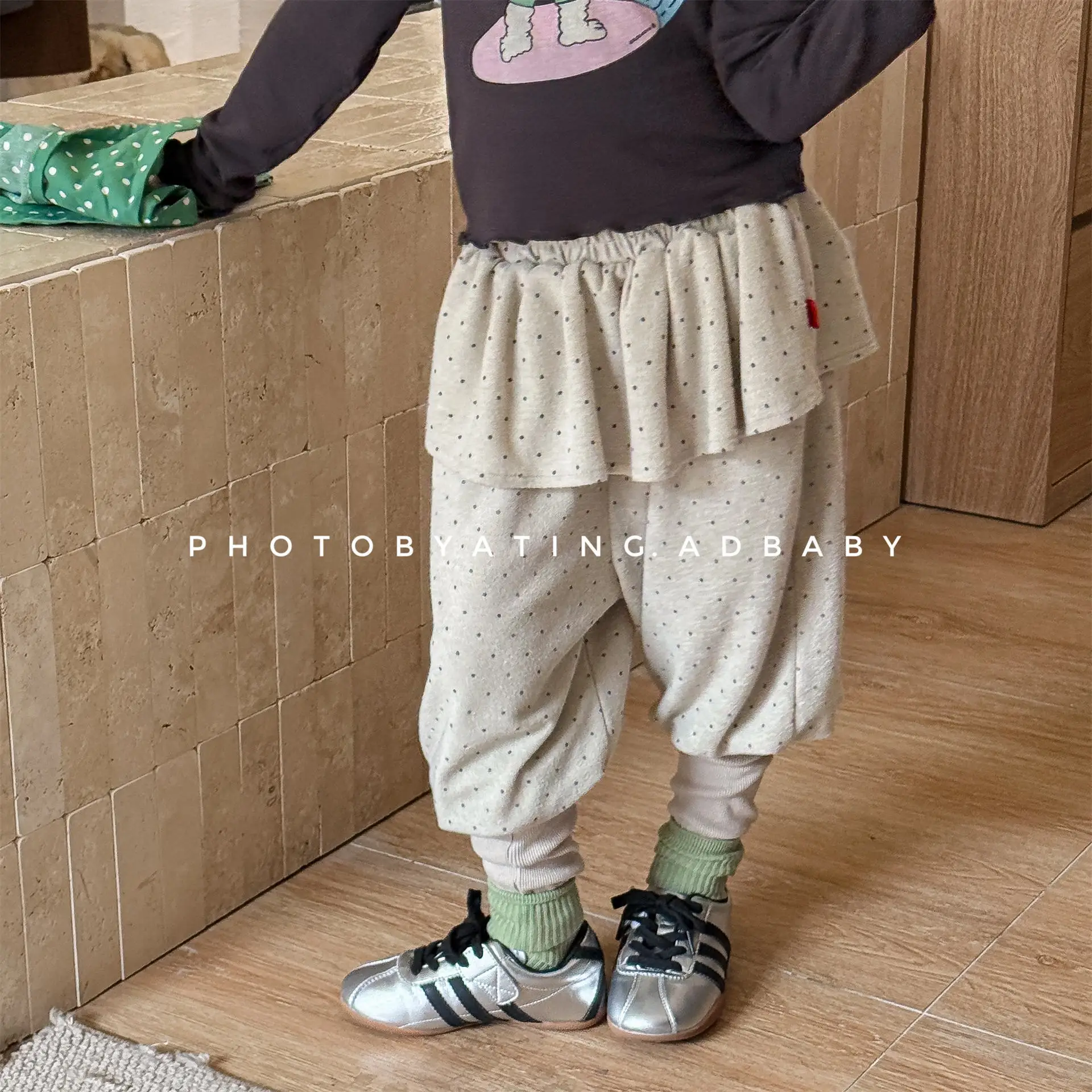 

2026 Spring New Children Harem Pants Boys Girls Dot Casual Pants Baby Loose Trousers Cute Toddler Pants Cotton Kids Clothes