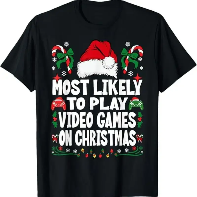 Funny Gamer Most Likely To Play Video Games On Christmas T-Shirt