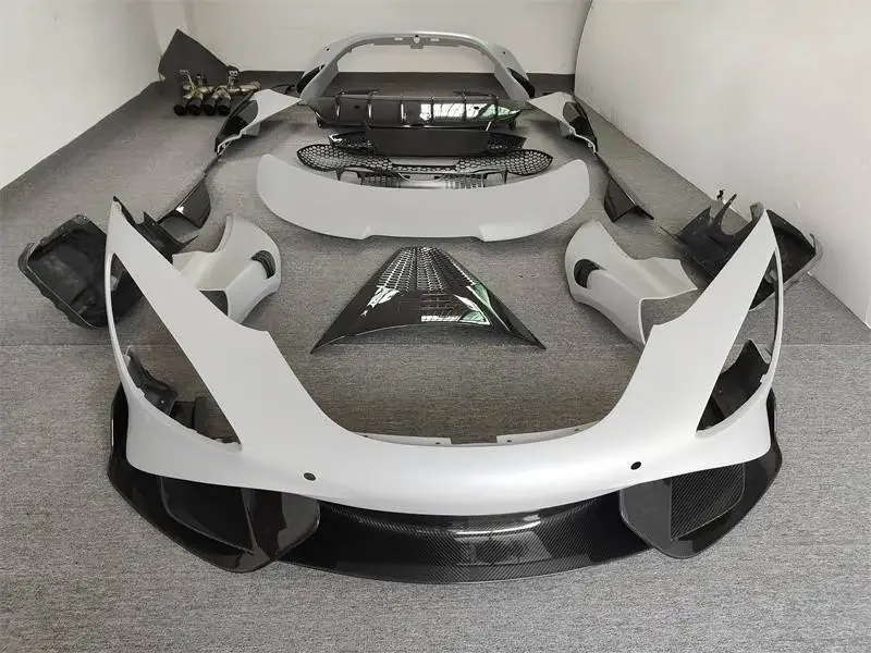 Upgrade for 720S 765LT Style Carbon Fiber Body Kit with Front Rear Bumpers Side Skirts Engine Hood Side Spoiler