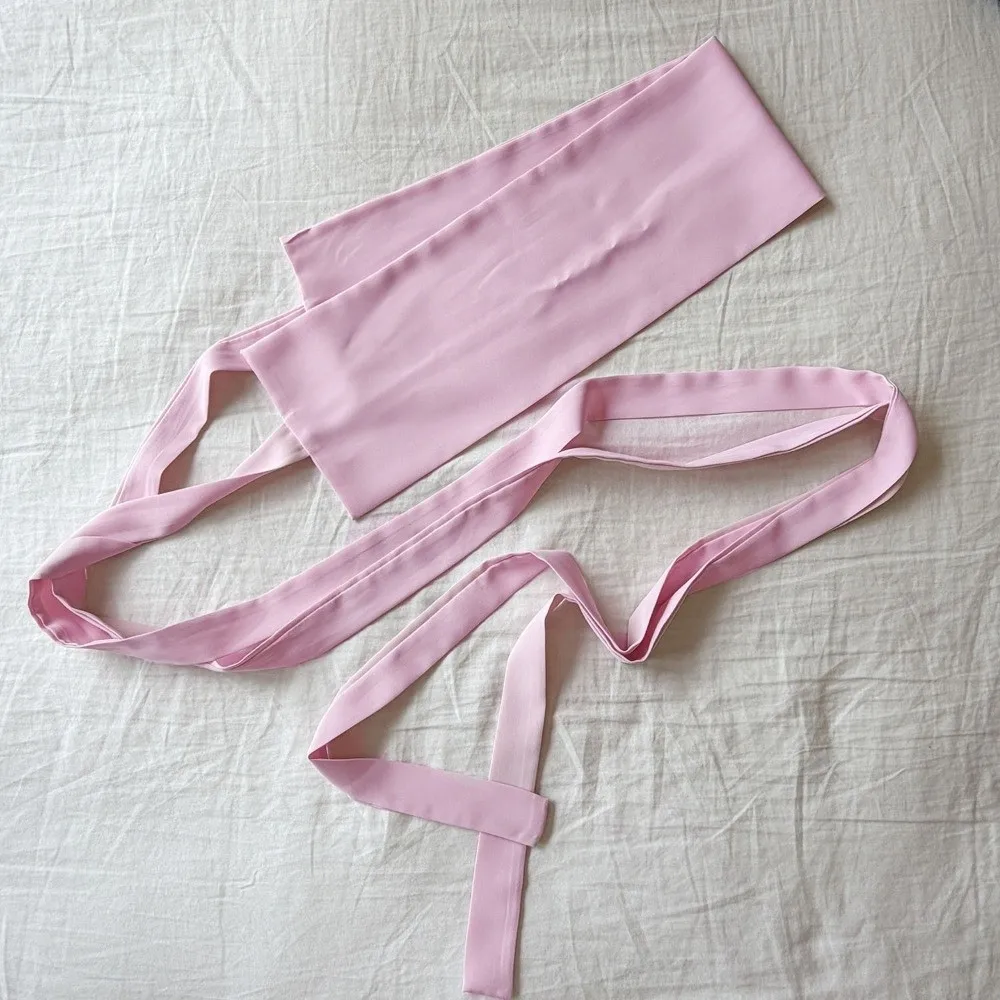 Chiffon Fabric Hanfu Waist Belt Satin Silk Cotton Linen Wide Waist Belt Bowknot Decoration Solid Color Lace Up Waist Belt