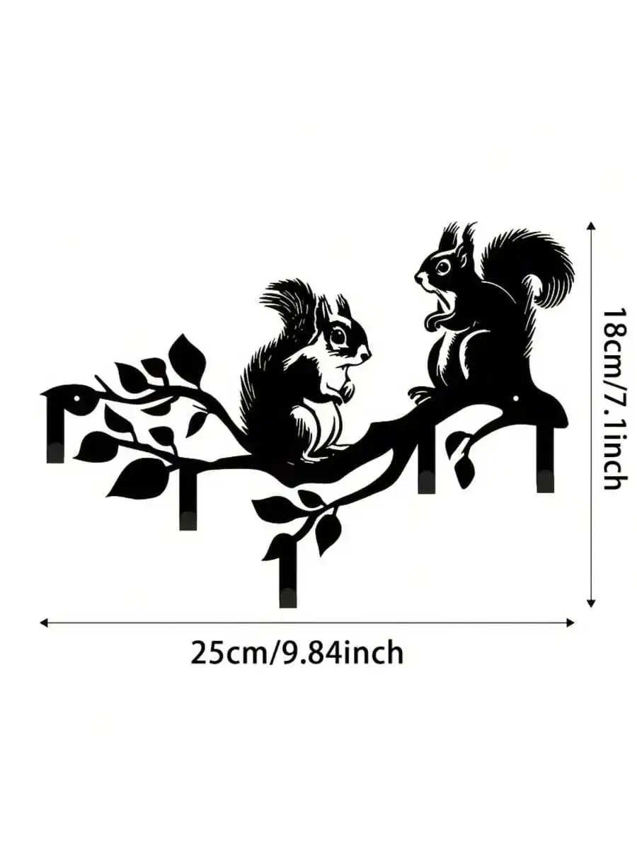 1 st rustieke eekhoorn metalen boompaal, creatieve ijzeren kunstsilhouetdecoratie voor tuin of huis