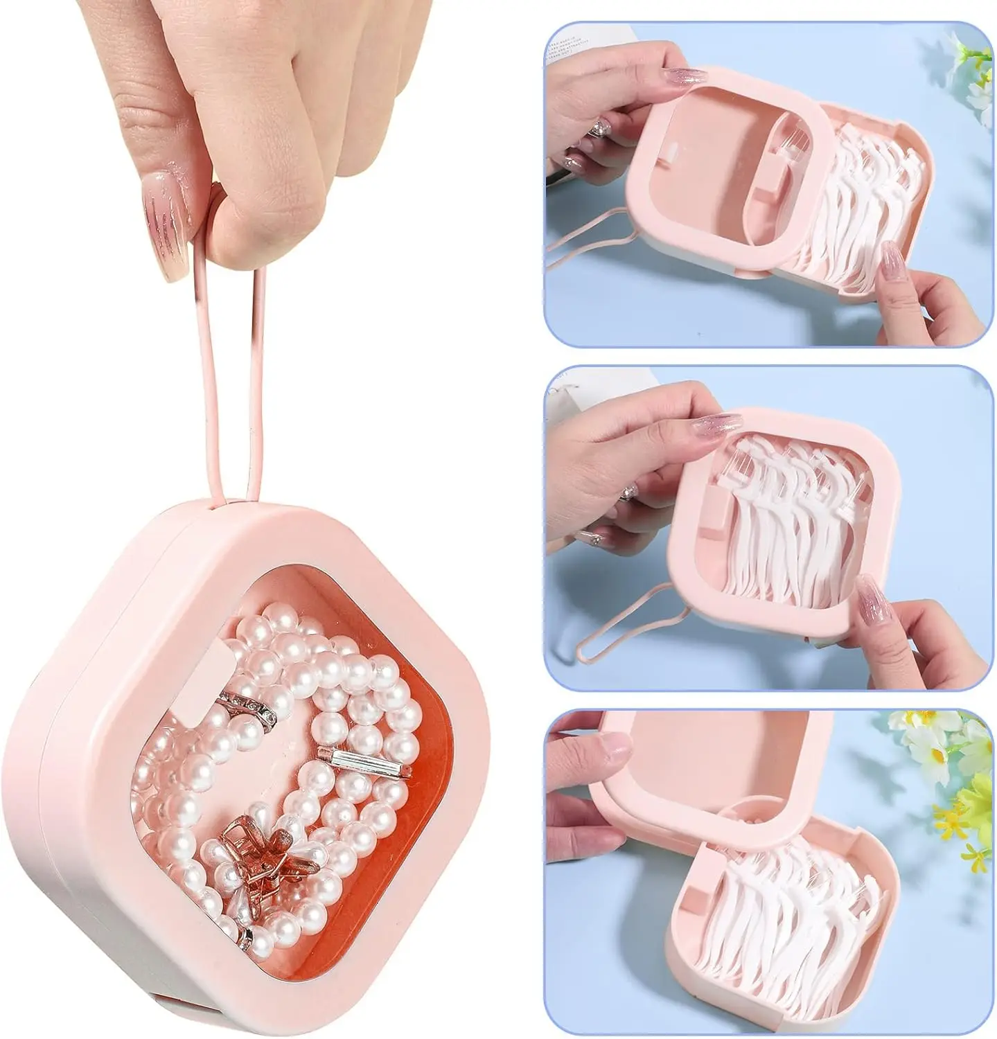 แบบพกพาวางซ้อนกันได้ผมOrganizerกล่องและ20ชิ้นโบฮีเมียนผูกผมสร้อยข้อมือ,มุกผมเชือกวงยืดหยุ่นสําหรับผู้หญิงเดินทาง