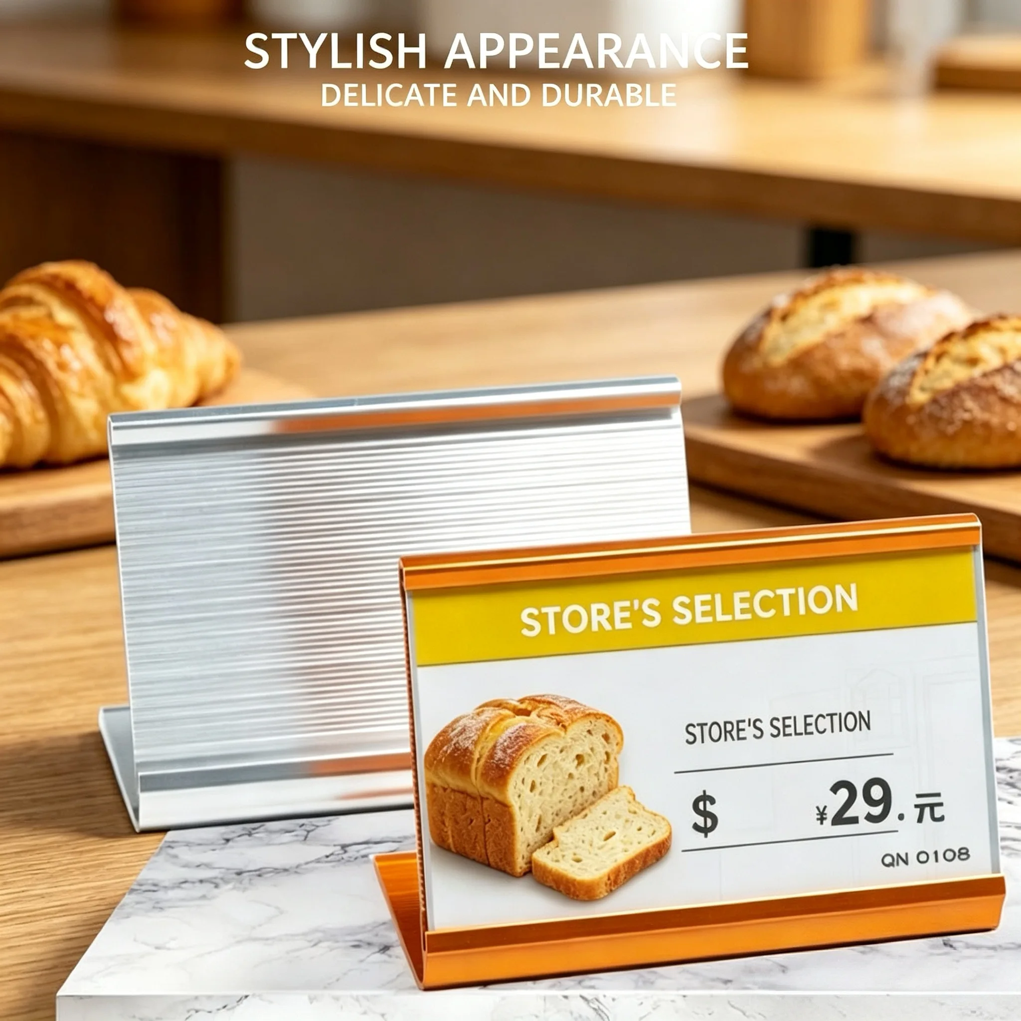 10 Pieces 85x55mm Small Aluminum Table Number Name Card Holder Sign Holder Display Stand Bread Cake Price Label Paper Card Tags