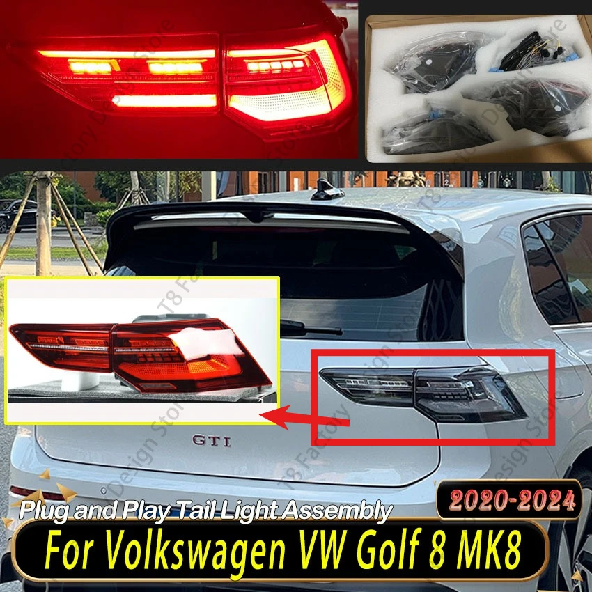 

Plug and Play Tail Light Assembly for Volkswagen VW Golf 8 MK8 2020-2024 for Rear Stop DRL Brake Turn Signal Taillight Auto Part