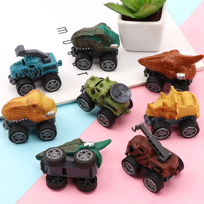 1Pcs New Dinosaur Model Inertia Boomerang Car Children's Toys Funny Dinosaur Car Boy Toys Children Birthday Party Gifts