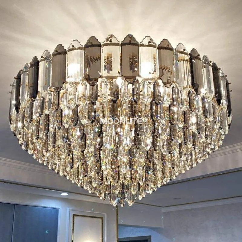 

Luxury Crystal Chandelier Living Room Modern Bedroom Dining Room, High-quality K9 Crystal Circular Chandelier Lighting Fixtures