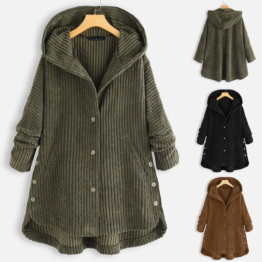 

Fashion Corduroy Jacket Women's Spring and Autumn New Korean Simple Single Breasted Long Sleeve Lapel Solid Jacket High Quality