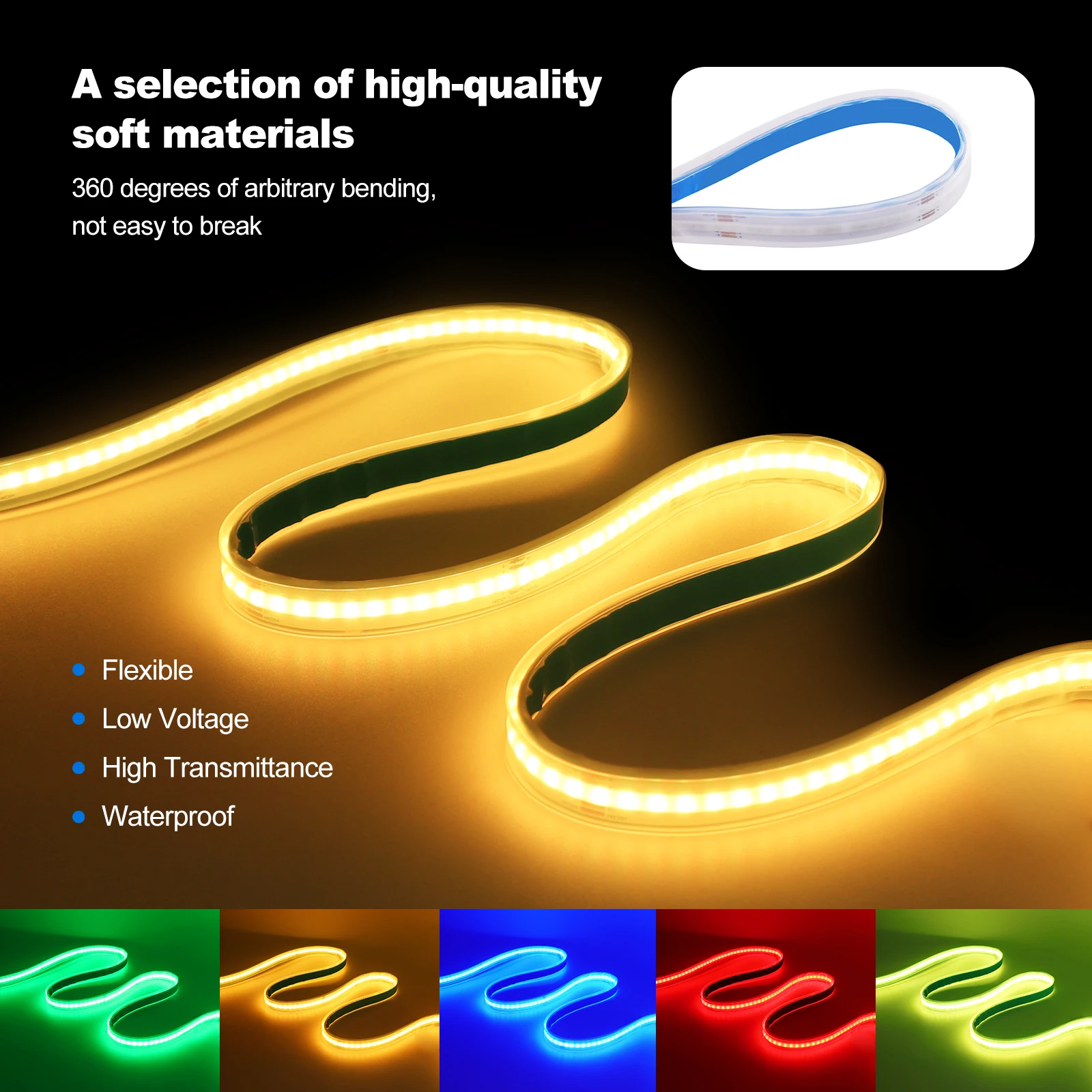 DC 12V 24V 576 840LEDs/M RGB COB LED Strip IP67 Waterproof IP21 TV BackLight Home Decoration Led Tape Diode Flexible Ribbon