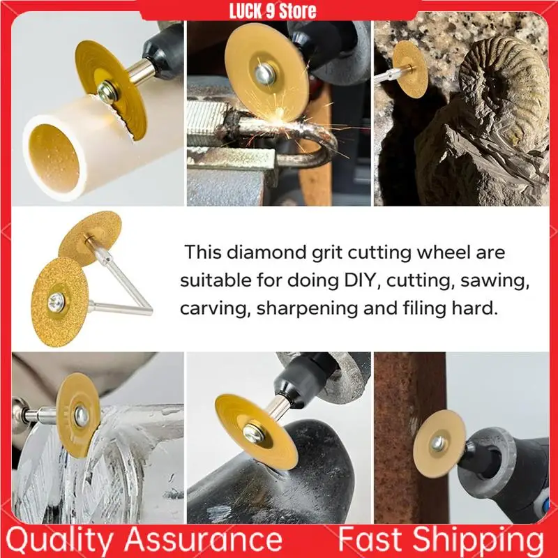 

10Pcs Diamond Cutting Titanium Coating Disc Cut Off Wheels With 2Pcs Mandrel, For Rotary Tool Attachments(25Mm)-AB52