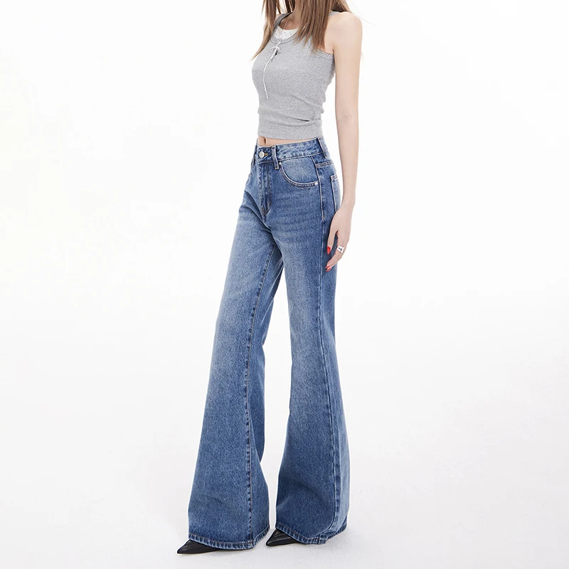 ZMAYC celana jins wanita, celana jins rumbai, pinggang rendah, celana kaki lebar, celana Denim seksi, celana Bell-bottoms, Jeans gaya Retro, wanita