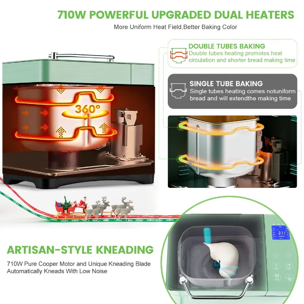 2023 neue 2,2 lb große Brotback maschine-Doppel heizungen
