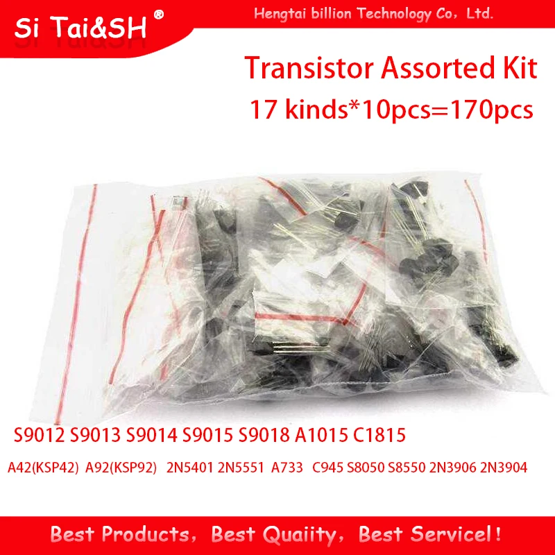 170PCS Transistor Assorted Kit S9012 S9013 S9014 9015 9018 A1015 C1815 A42 A92 2N5401 2N5551 A733 C945 S8050 S8550 2N3906 2N3904