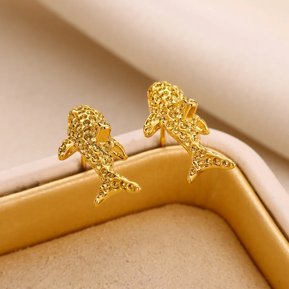 New ins Cute Ocean Anime Stainless Steels Starfish Turtles Earrings For Women Girl Fashion Wholesale Jewelry Gifts