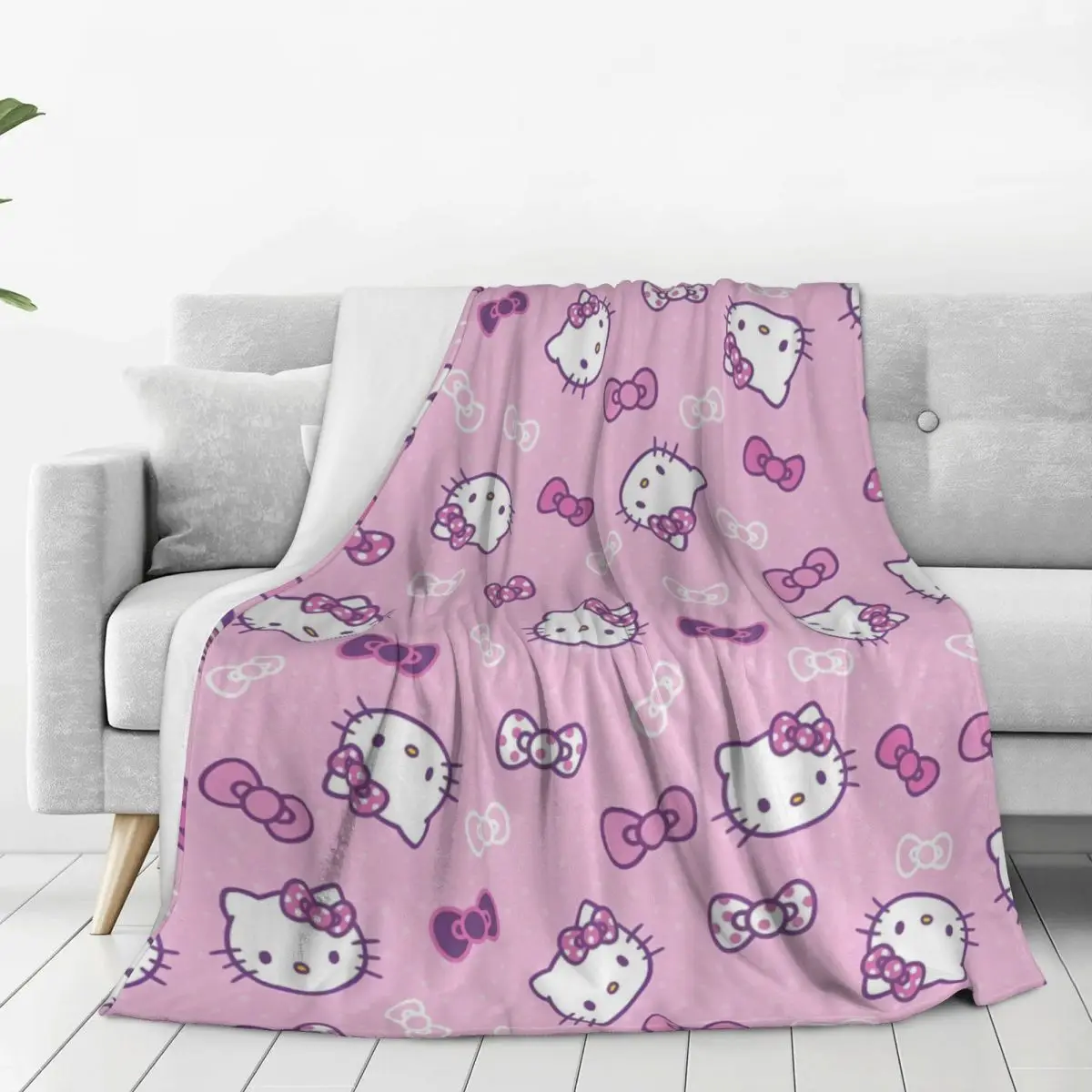 Super Warm Blanket Airplane Travel Sanrio Hello Kitty Halloween Throw Blanket Flannel Bedspread For BedroomPrint Sofa Bed Cover