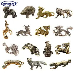 1Pcs Solid Brass Lucky Elephant Dragon Snake Office Desktop Decorations Chinese Wealth Texts Vintage Animal Figurines Ornaments