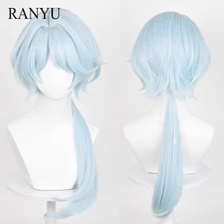 RANYU Honkai Star Rail Misha peluca sintética recta larga azul juego Cosplay peluca resistente al calor para fiesta