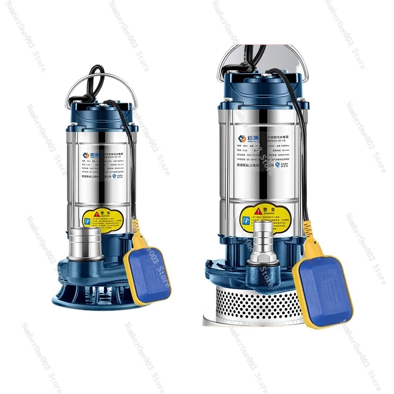

220V Stainless Steel Submersible Pump with Float, Agricultural Sewage Pump, Household Pump for Farmland Irrigation