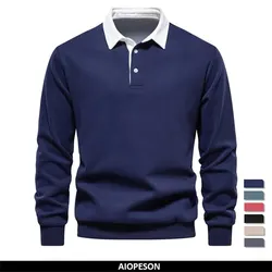 New Spirng Fashion Design Polo Neck Sweatshirts for Men Casual and Social Wear Quality Cotton Blend Mens Sweatshirts