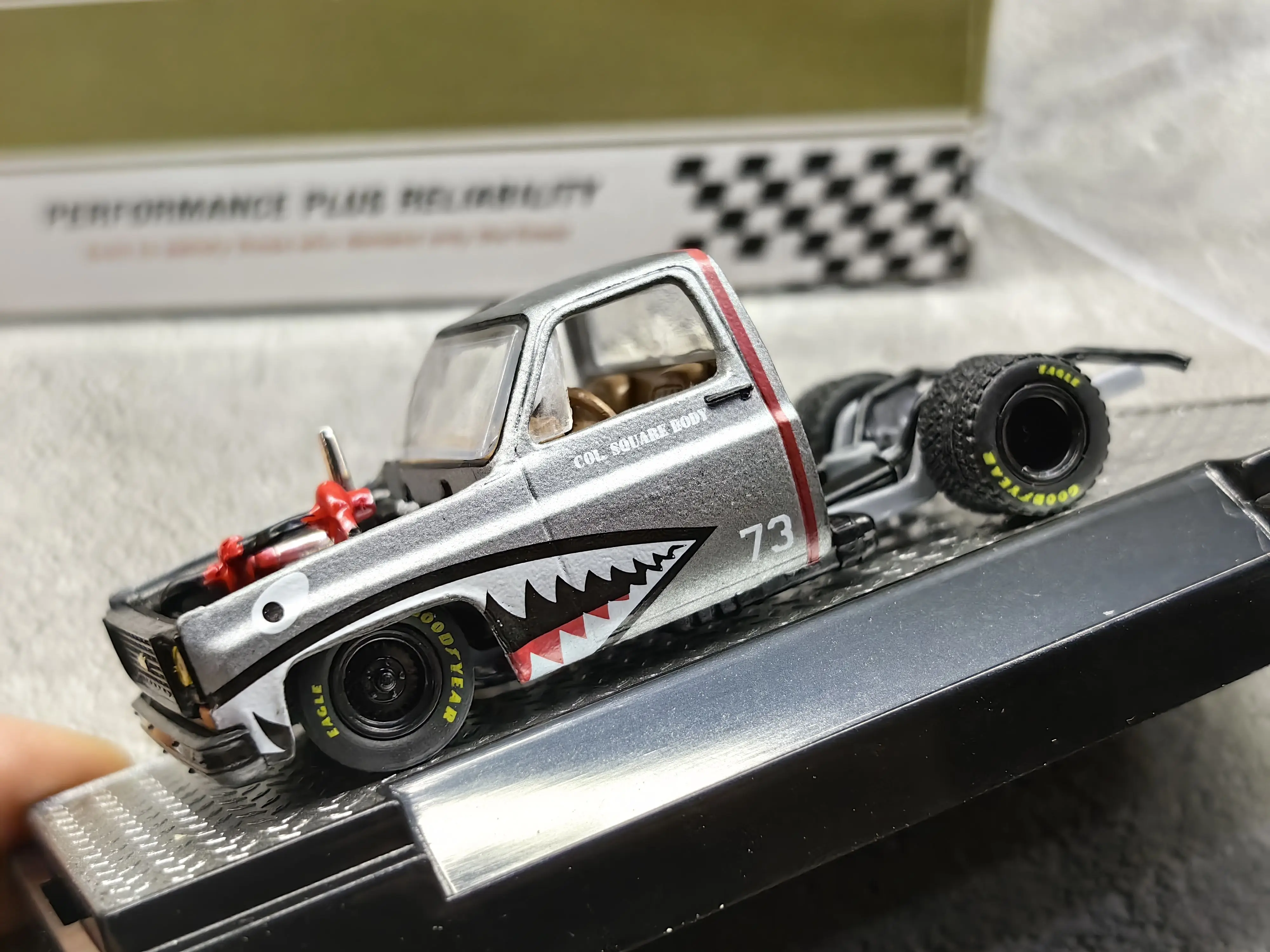 Diecast M2 1/64 Scale Chevrolet 1973 Cheyenne 10 Racing Pickup Open-front Lid Alloy Car Model Collectible Toy Gift Souvenir