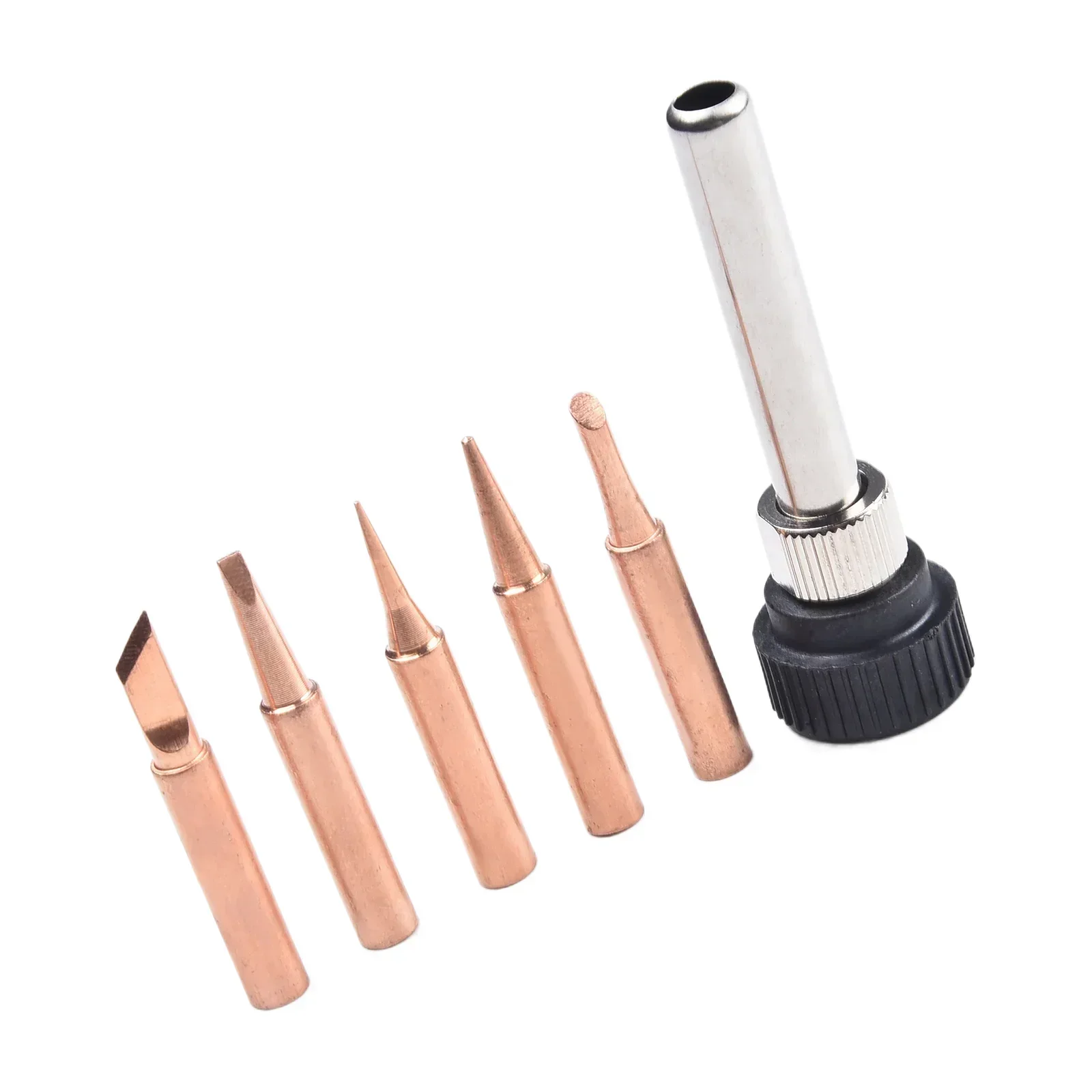 6pcs Copper 900M-T Soldering Iron Tip & Handle Set And Soldering Welding Nozzle Welding Tool StationSoldering Iron Tips Set