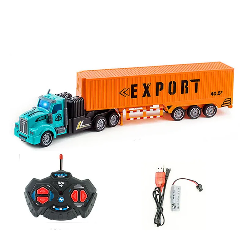 1:48 RC Car Toys for Boys Remote Control Truck Heavy-Duty Transporter Container Truck Electric Enginner Vehicle Childern Gift