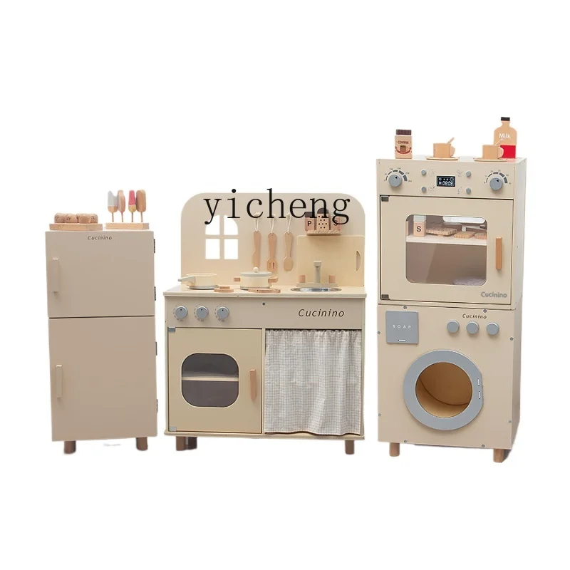 XL Children's Kitchen Toys Play House Simulation Barbecue Table Girl Cooking Wooden Kitchenware