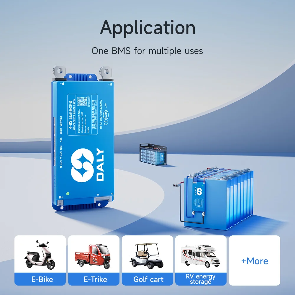 DALY BMS 4S Lifepo4 1A Bilanciamento attivo BMS Lifepo4 8S 24V 16S 48V BMS 100A 150A 200A 250A per Lifepo4 Li-Ion CAN batteria 18650