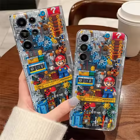 Machinery Building Block M-Marios Phone Case For Samsung Galaxy A14 A15 5G S21 S22 S23 S24 FE Plus Ultra A25 A35 A52 A53 A54 A55