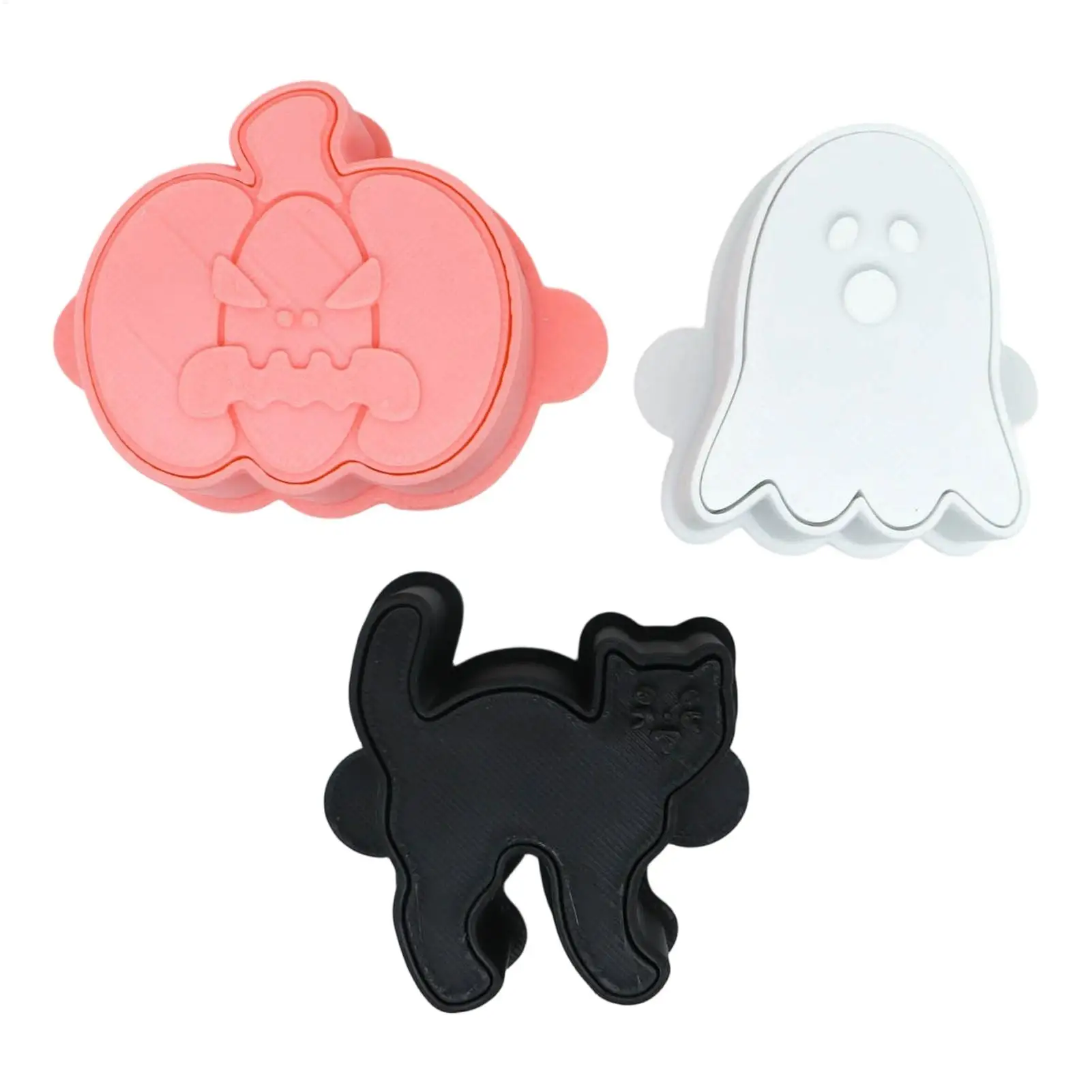 Halloween Cookie Cutters Ghost Pumpkin Cat Finger Shaped Pressable Biscuits Mold Cookie Stamp Embosser Baking Pastry Tool