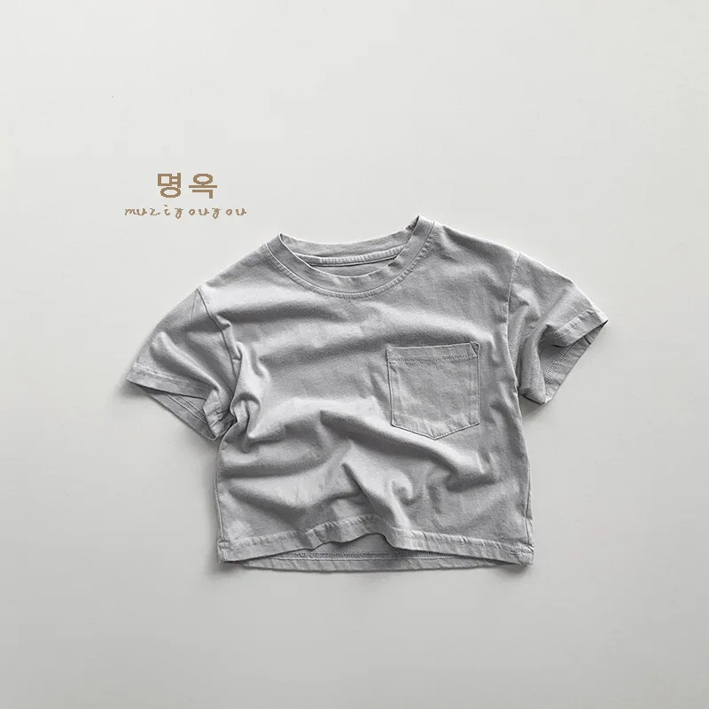 Summer Baby Basic All-match Solid Short Sleeves T-shirt Girl Children Thin Loose Comfort Cotton Tops Boy Kid Simple Casual Tees