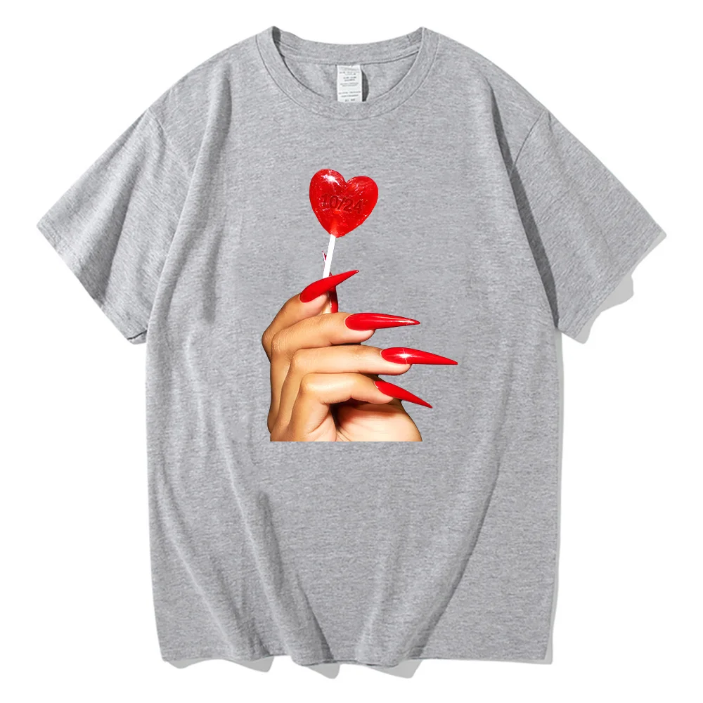 ميغان ثي ستاليون عاشق فتاة كاندي القلب تي شيرت الساخن فتاة الصيف القطن تي شيرت للجنسين مغني الراب الهيب هوب موضة قصيرة الأكمام المحملة