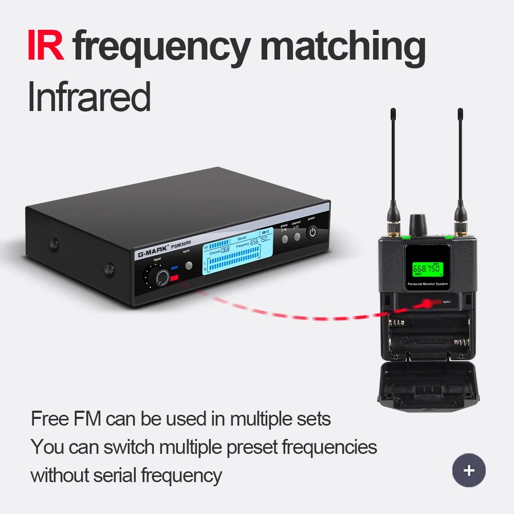 شاشة لاسلكية داخل الأذن G-MARK PSM3000 UHF ستيريو مرحلة العودة تردد قابل للاختيار لأداء فرقة استوديو الغيتار المغني