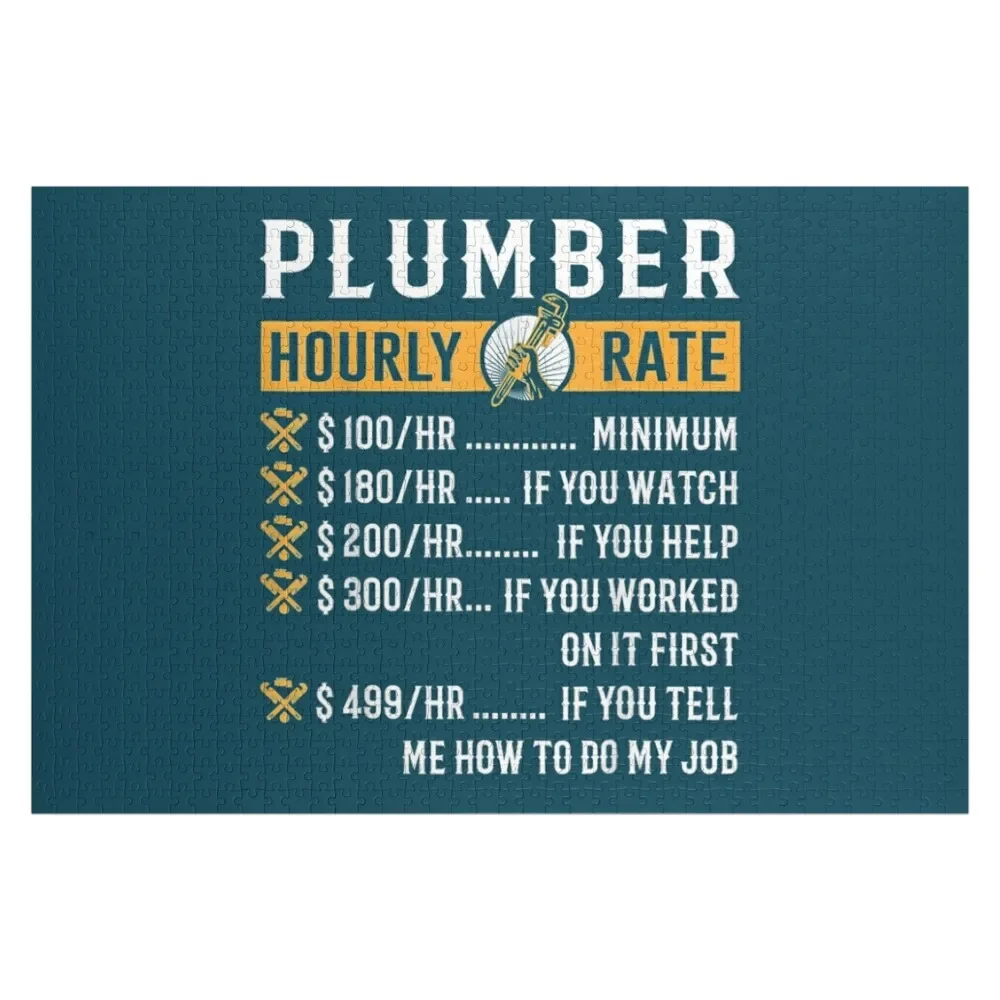 Plumber Hourly Rate Plumbing Tool Pipe Handyman Jigsaw Puzzle Custom Child Gift Personalize Custom Gifts Custom Wood Puzzle