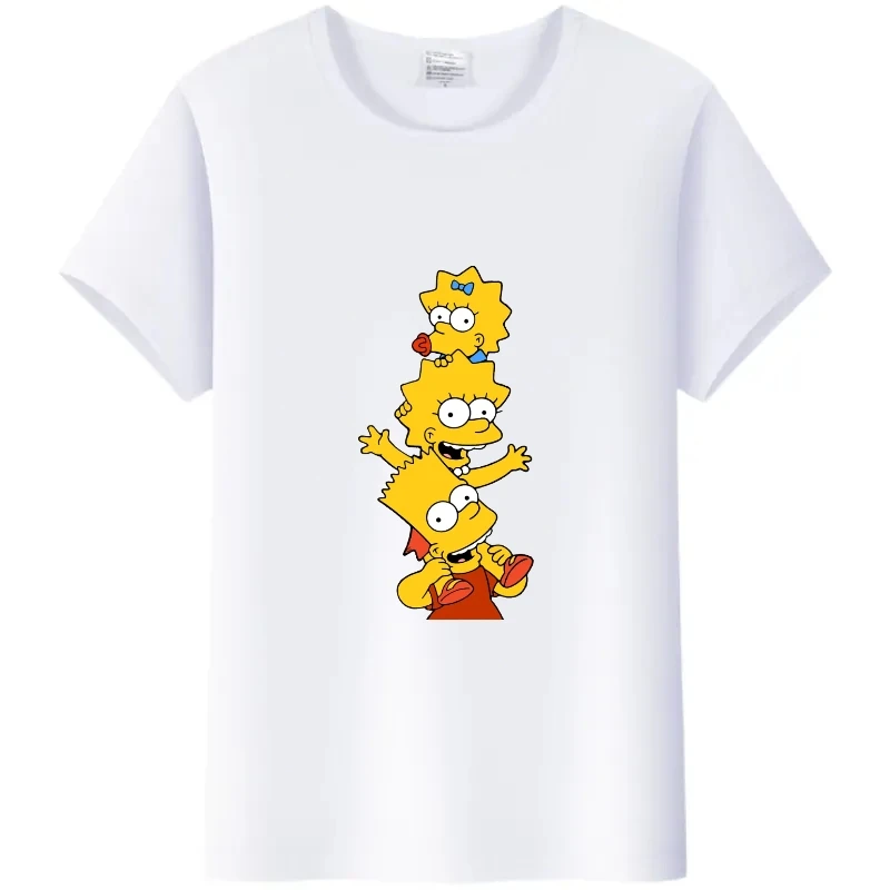 Camiseta informal de los Simpson para hombre y mujer, camisa de dibujos animados, blusas familiares a la moda, ropa de calle de los 90, Tops blancos