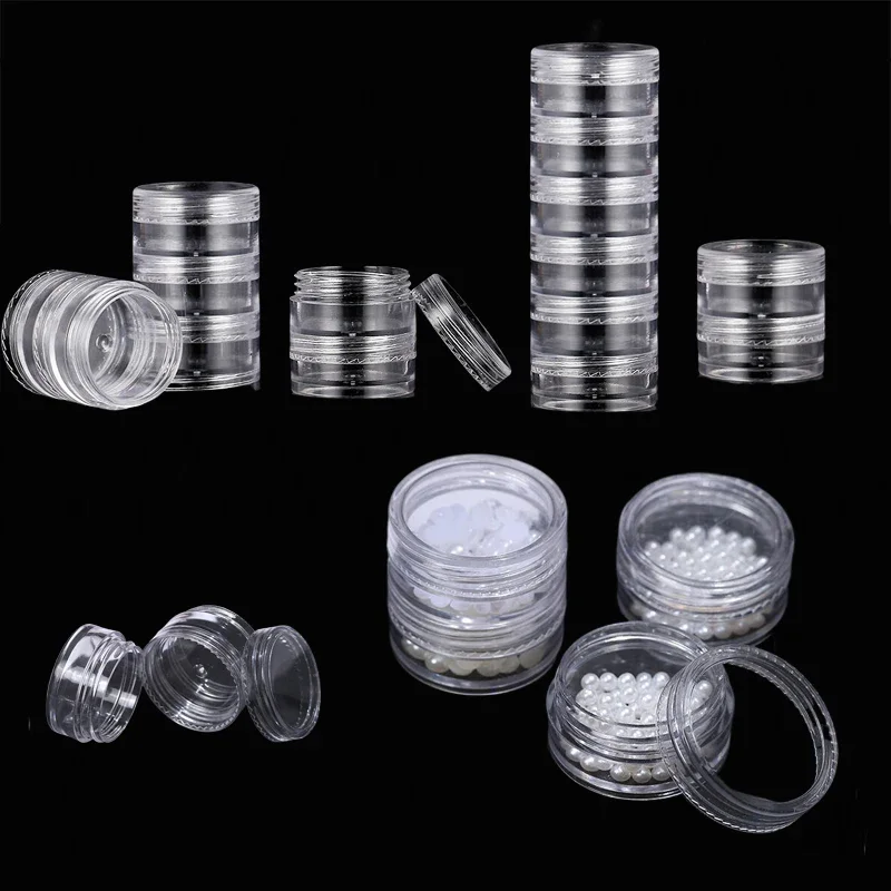 2 Stuks Lege 5G/10G Ronde Clear Stapelbare Crèmes Potten Opbergdoos Mini Cosmetische Containers Voor sieraden Nail Art Oogschaduw Ambachten