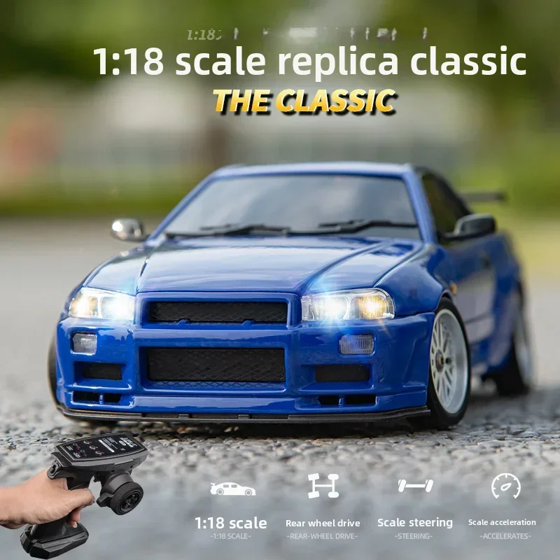 

FOR 2.4G LD1899 Remote Control Car 1/18 Rear Wheel Drive GTR Drift Cr Racing Vehicles Models Toys With Led Light