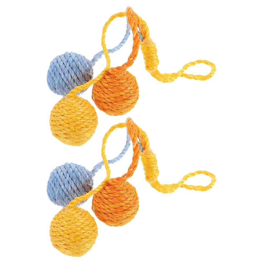 

2Pcs Sisal Hanging Cat Ball Interactive Indoor Entertainment Chase for Kittens Cat Scratch Ball Chase Balls for Cats