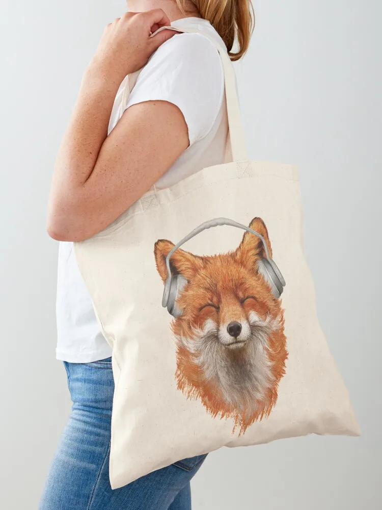 

Smiling Musical Fox Tote Bag bag for beach Shopper handbag custom bags