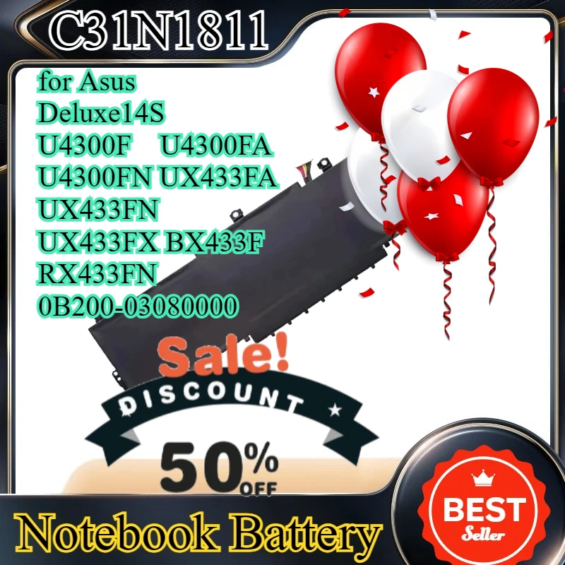 

New C31N1811 Laptop Battery for Asus Deluxe14S U4300F U4300FA U4300FN UX433FA UX433FN UX433FX BX433F RX433FN 0B200-03080000