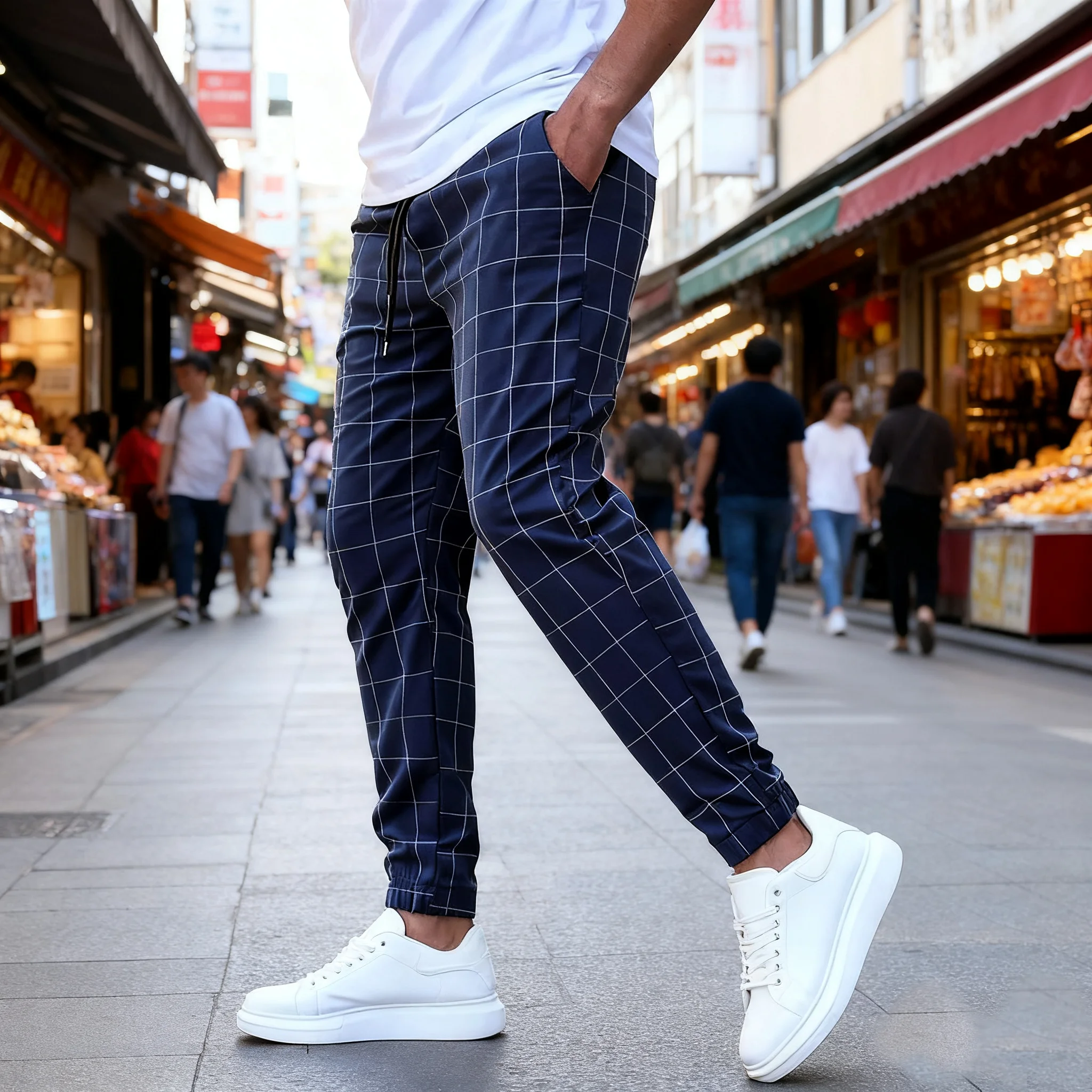 

New Men's Casual Fashion Sports Pants Checkered Sports Pants Men's Sports Pants Running Sports Pants